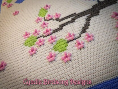 Bluebirds & Blossoms blanket