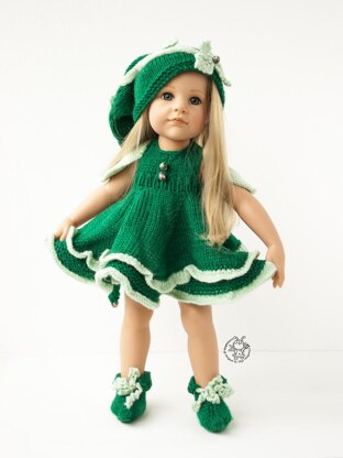 Outfit Elf for doll 16-18"  knitting flat