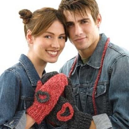 Hearts on a String' Mittens in Lion Brand Homespun - 40523