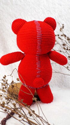 Cocomelon Red Teddy Bear crochet doll amigurumi pattern