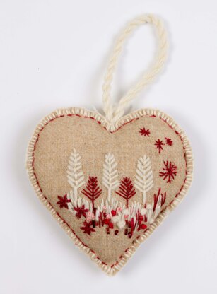 Rowandean Christmas Heart Printed Embroidery Kit- 24cm x 29cm