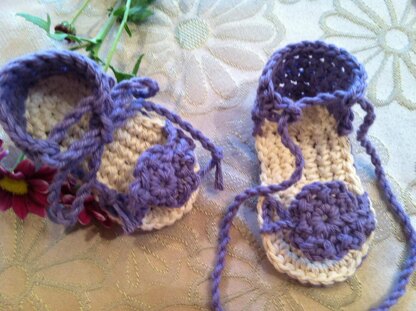 Purple Flower Tie Sandals