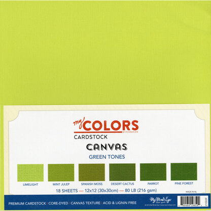 My Colors Canvas Cardstock Bundle 12"X12" 18/Pkg - Green Tones