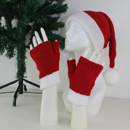 Adult Santa Hat and Fingerless Gloves