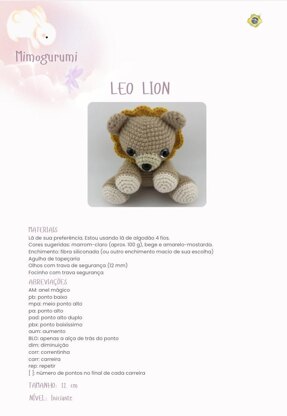 Leo Lion – Lion Crochet Amigurumi Pattern – Available in English & Portuguese