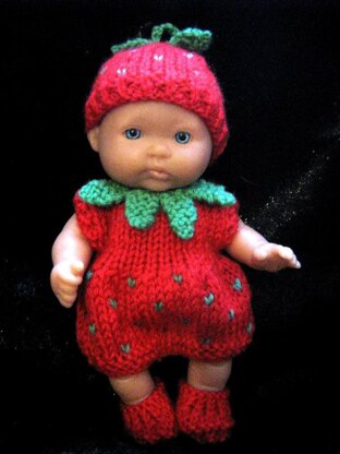 5" Berenguer Doll Strawberry Outfit