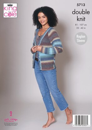 Sweater and Cardigan Knitted in King Cole DK - 5713 - Downloadable PDF