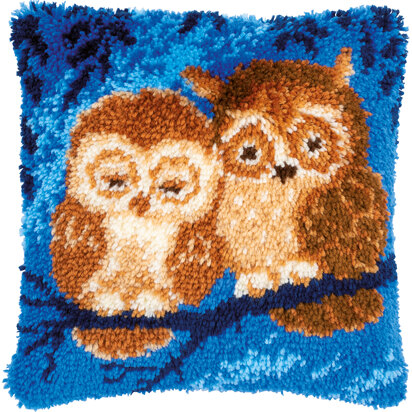 Vervaco Cuddling Owls Cushion Latch Hook Kit - 40cm x 40cm
