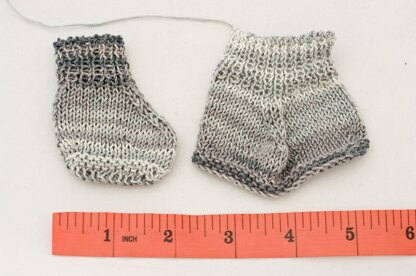 Flat Knitted Tiny Baby or Doll Socks