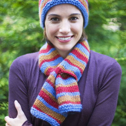 Midday Hat And Scarf Set in Lion Brand Alpine Wool - 90305AD
