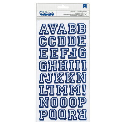 American Crafts Thickers Letterman Alphabet Chipboard Sapphire Flocked (91 Piece)