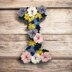 Floral letter I crochet applique pattern