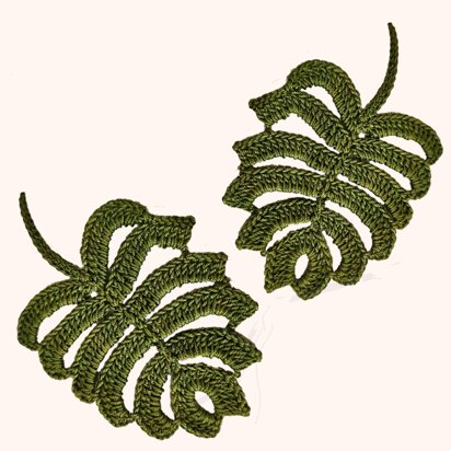 A crochet leaf coaster