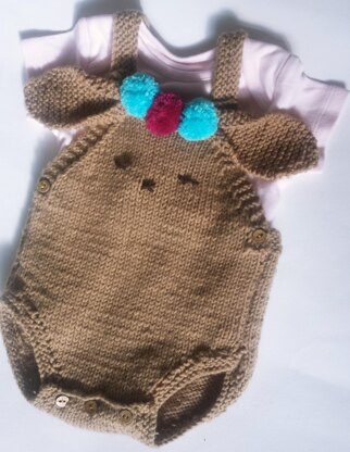 Bunny Romper with pompom trims for baby