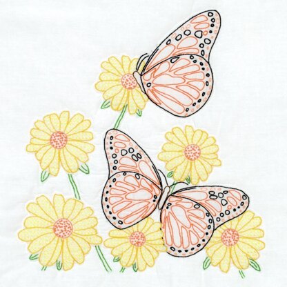 Jack Dempsey Stamped White Quilt Blocks 6Pkg - Butterflies - 18in x 18in