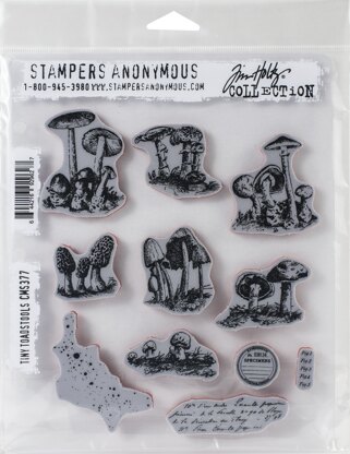 Stampers Anonymous Tim Holtz Cling Stamps 7"X8.5" - Tiny Toadstools