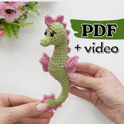 Crochet seahorse pattern, easy crochet amigurumi seahorse