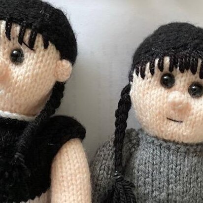 Wednesday Addams with removable clothes - knitting pattern