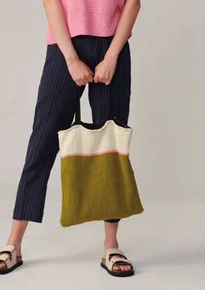 Colourblock Bag in Rico Essentials Organic Cotton Aran - 1096 - Downloadable PDF