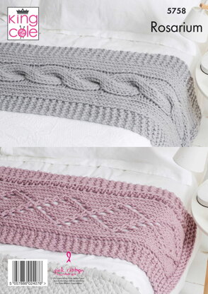 Blankets & Bed Runners Knitted in King Cole Rosarium - 5758 - Downloadable PDF