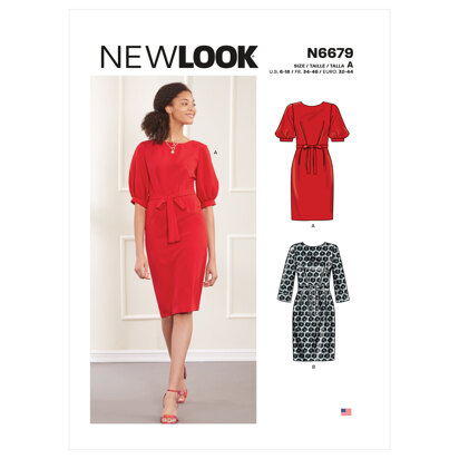 New Look N6679 Misses' Knee Length Dress With Sleeve Variations N6679 - Paper Pattern, Size A (6-8-10-12-14-16-18)