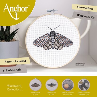 Anchor Blackwork - Moth Embroidery Kit - 13 cm