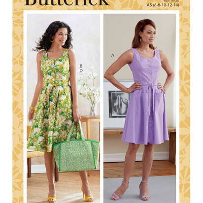 Butterick Kleid, Schärpe und Tasche für Damen B6674 - Schnittmuster