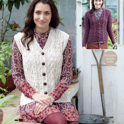 Waistcoat & Cardigan in Hayfield Bonus Aran Tweed - 7369 - Downloadable PDF