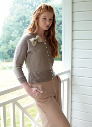 "Cardigan with Bow" - Cardigan Knitting Pattern For Women in Debbie Bliss Baby Cashmerino - CF10