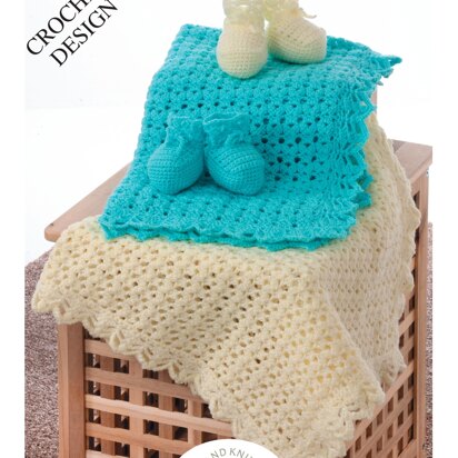 UKHKA 186 Crochet Blanket and Bootees - UKHKA186pdf - Downloadable PDF
