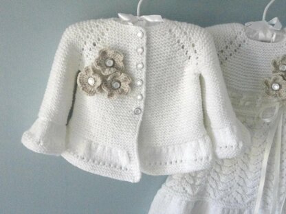 Knitting Pattern Christening Baby Dress Baby Jacket by Elena Mitchell