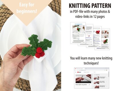 Knitted Holly Napkin Ring