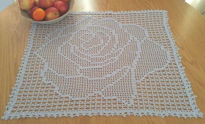 Square Rose Filet Doily