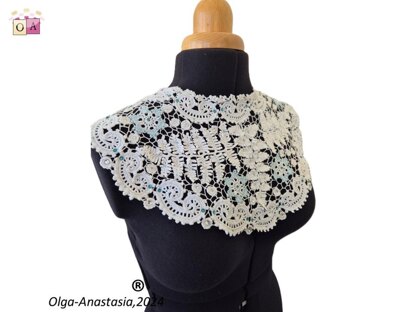 White Lace Irish Lace Detachable Collar "December"