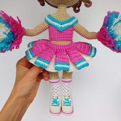 Astrid doll clothes crochet pattern, Amigurumi doll Cheerleader outfit pattern (English, Deutsch, Français)
