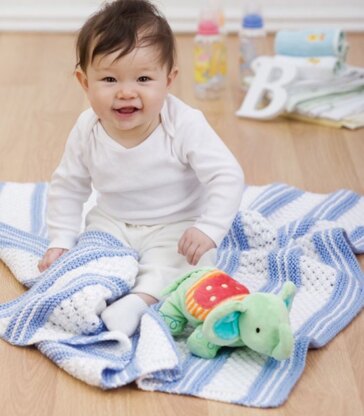 Knit Garter Stripe Baby Blanket in Red Heart Soft Baby Steps Solids - WR1632