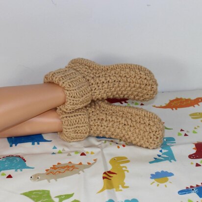 Ladies Super Chunky Moss Stitch Slipper Boots