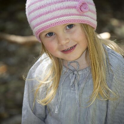 Kezia Hat - Stripe Flower Hat Pattern by Little Cupcakes - Lc08