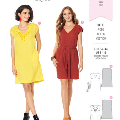 Burda Style Misses' Dress – Sleeveless – V-Neck with Flounce, Casual Cut B6221 - Paper Pattern, Size 8-18