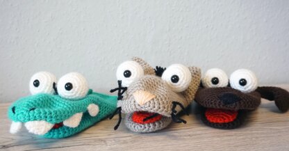 Crochet Pattern for the Hand Puppet Dog Bello, Cat Molly and the Crocodile!