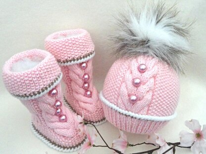 Knitting PATTERN Sweet Baby Set Baby Uggs Baby Beanie