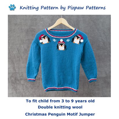 Christmas Penguin Motif Jumper (no 165) - knitting pattern