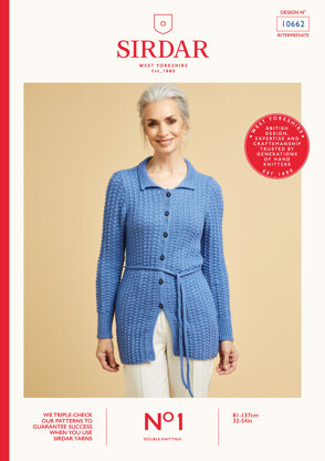 Longline Collared Cardi in Sirdar No.1 - 10662 - Downloadable PDF