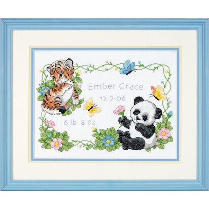 Dimensions Baby Animals Birth Record Stamped Cross Stitch Kit