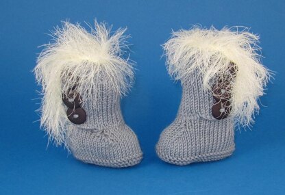 Baby Super Furry 3 Button Booties (Boots Bootees)