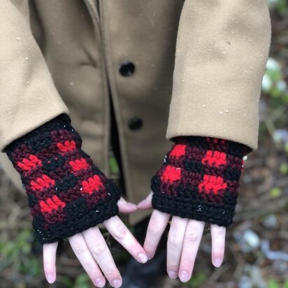 Plaid Fingerless Gloves