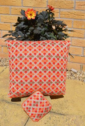 Fairisle and Flowers Cushion Cover and Pin Cushion