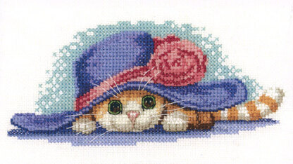 Heritage Cat in Hat, 14 count Aida Cross Stitch Kit - 15cm x 7cm