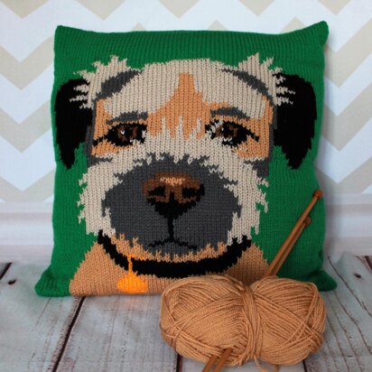 Border Terrier Cushion Cover - knitting pattern