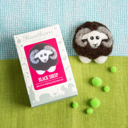 Hawthorn Handmade Black Sheep Brooch Needle Felting Kit